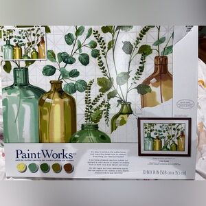 Unopened Paint Works Paint by Number Kit with Green and Brown Bottles